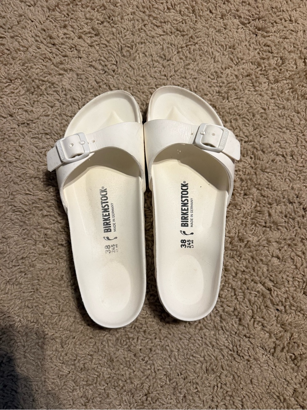 Birkenstock White Kids Slide Sandals with Adjustable Buckle